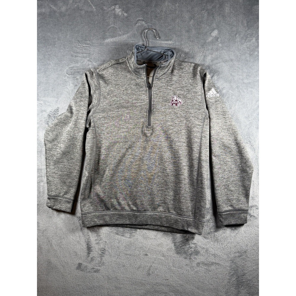 Mississippi State Bulldogs Adidas Climawarm Team Issue 1/4 Zip Pullover L Gray